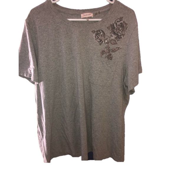 Calvin Klein Womens Plus Size 2X shirt - Embezzled Flower Jewel -Great condition - Picture 1 of 4